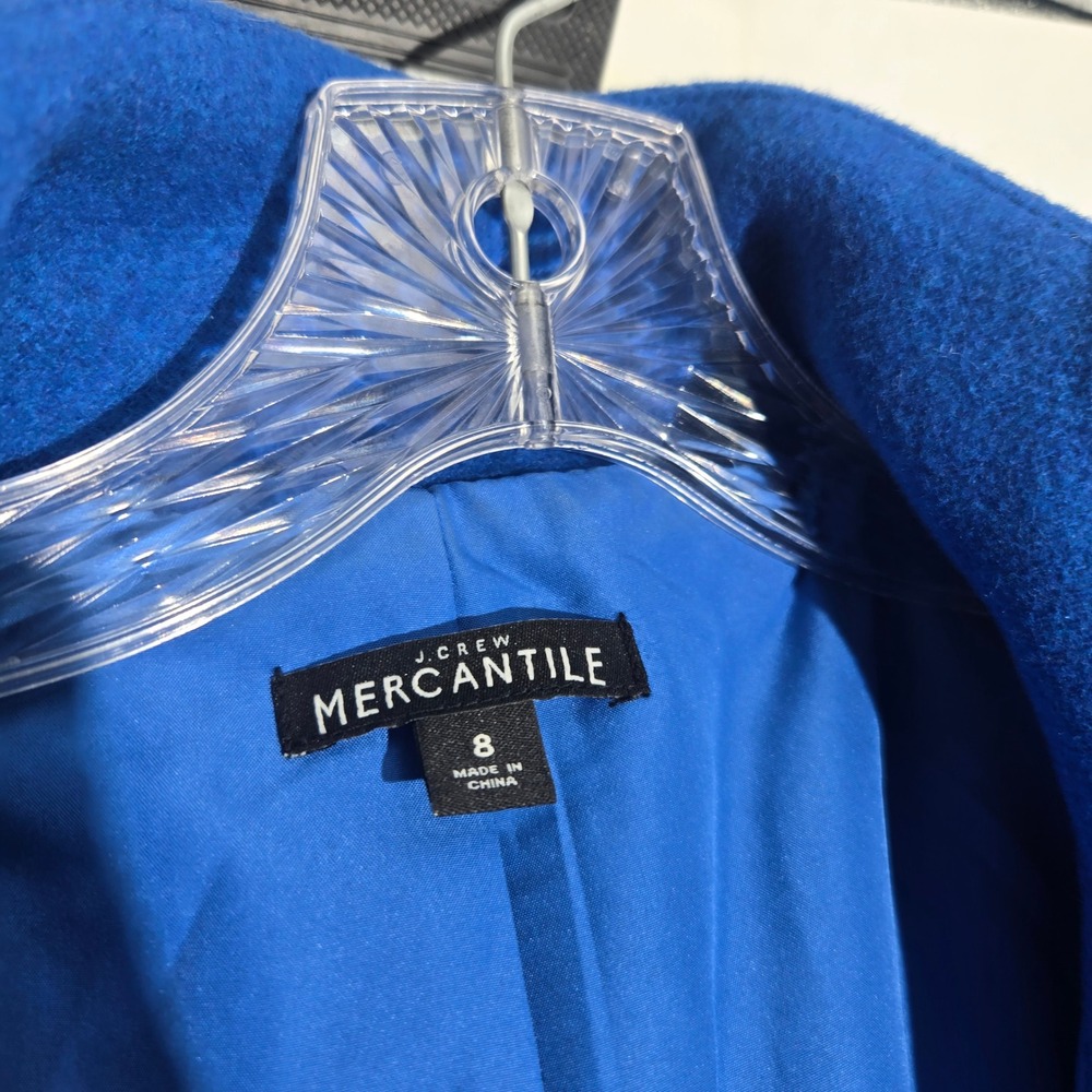 J.Crew Size 8 Mercantile City Coat Women Royal Blue Wool Blend Zip Coat J6140 - Picture 2 of 9